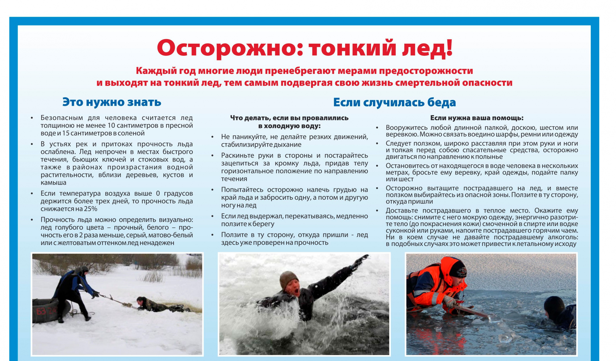 Памятка &quot;Тонкий лёд!&quot;.